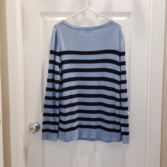 Talbots Striped Knit Sweater with Buttons - Picture 3 of 10